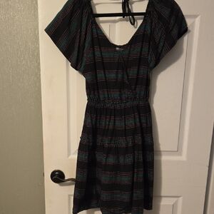 Wrangler Black and Teal Striped Mini Dress